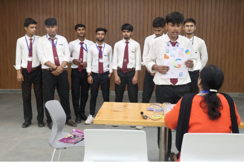 Students in peer to peer learning management game activity at CIMAGE CCDTE Patna — collaborative experiential teaching pedagogy for BBA MBA students Bihar